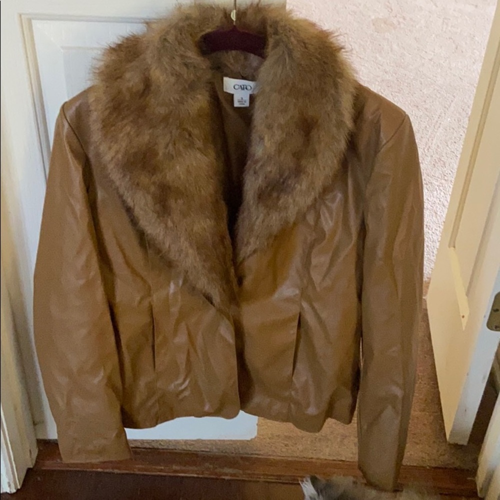 Brown jacket with fur collar